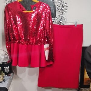 Dazzling Red Sequin Ensemble